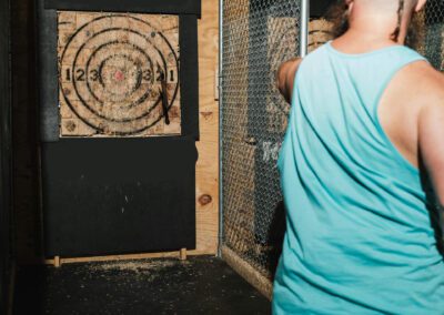 A man throwing an axe